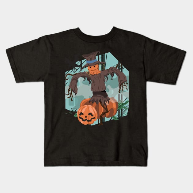 Scarecrow & Pumpkins - Halloween 2019 Kids T-Shirt by OfficialTeeDreams